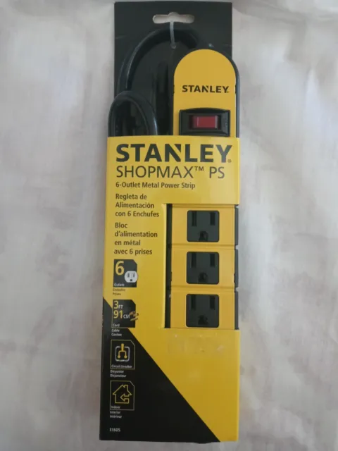 NUEVO cable de extensión de metal Stanley Shopmax PS 6 salidas 3 pies