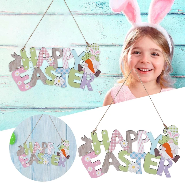 Happy Easter Welcome Door Sign Wooden Pendant Holiday Decoration Supplies