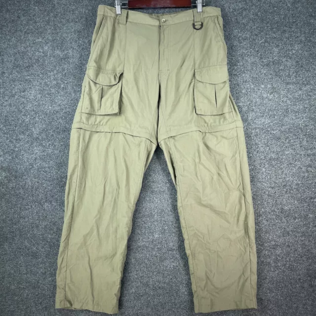 Columbia PFG Pants Men Large Green Convertible Lightweight Nylon Lined 36x32 Men