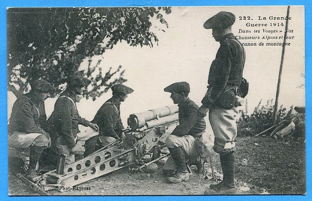 CPA : Dans les Vosges - Nos Chasseurs Alpins et leur canon de montagne