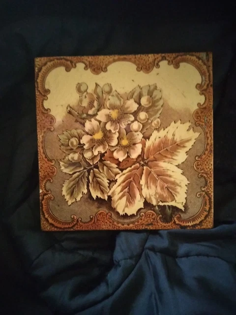 Antique Transfer Print Floral Tile Circa 1900's