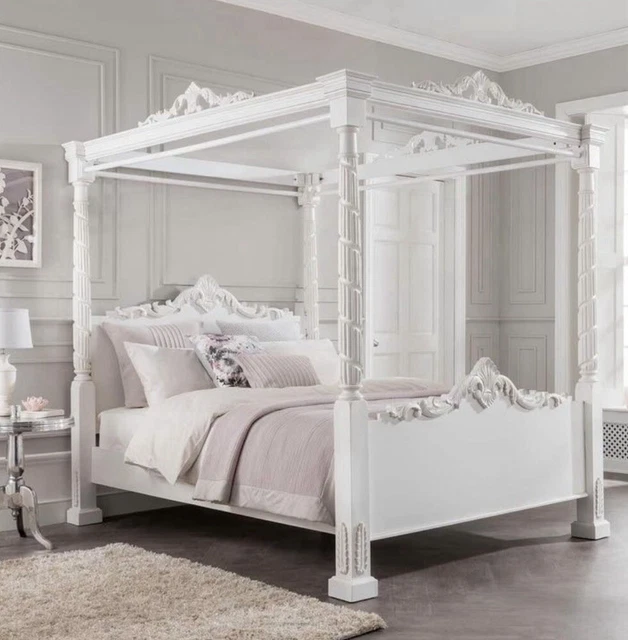 WHITE FOUR POSTER Double Bed French style £200.00 PicClick UK