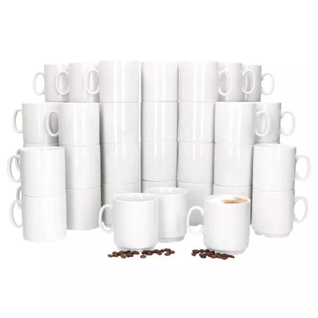 48er Set Event Kaffeebecher 250ml weiß Porzellan-Tassen 6 Personen stapelbar