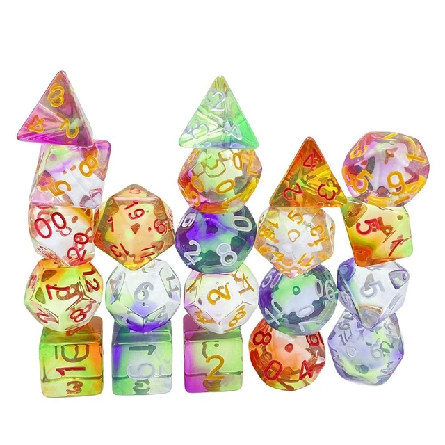 7Pcs/set Transparent Three Color Polyhedral Dice Game Dice  TRPG DND