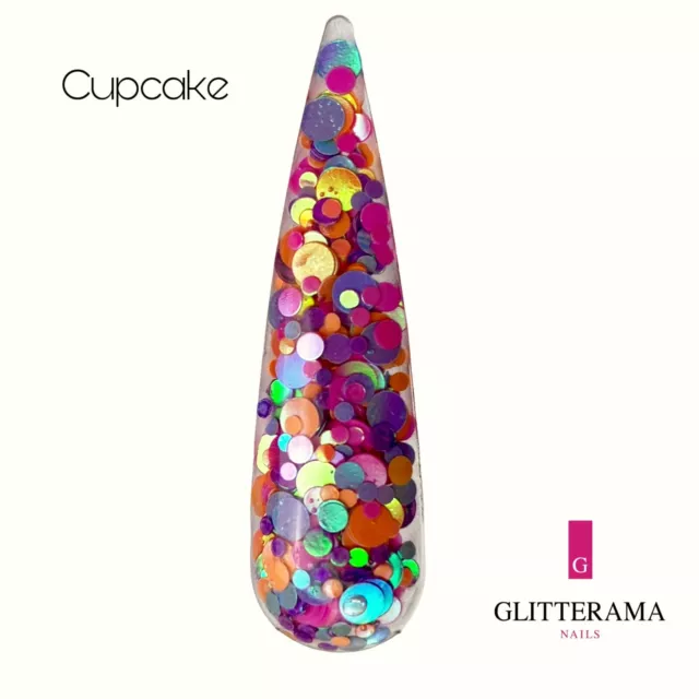 CUPCAKE Glitterama Nails coloured acrylic powder multicolour chunky bright vibe