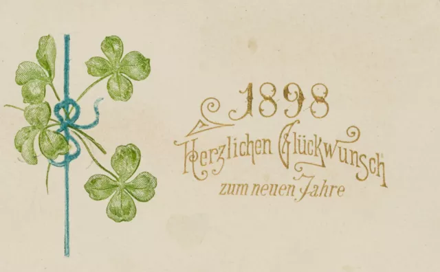 Glückwunsch-Karte zum neuen Jahr,  1897, Glückwunschbillet Unbekannt (19.Jhd)