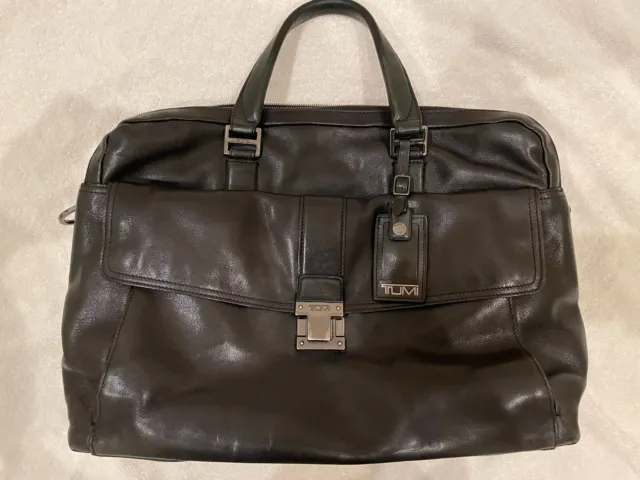 Tumi Beacon Hill 68560 Large Leather Laptop Briefcase Bag Black