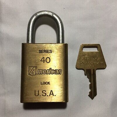 Vintage NOS American Lock Brass Padlock Series 40 One Brass Key Made in the USA
