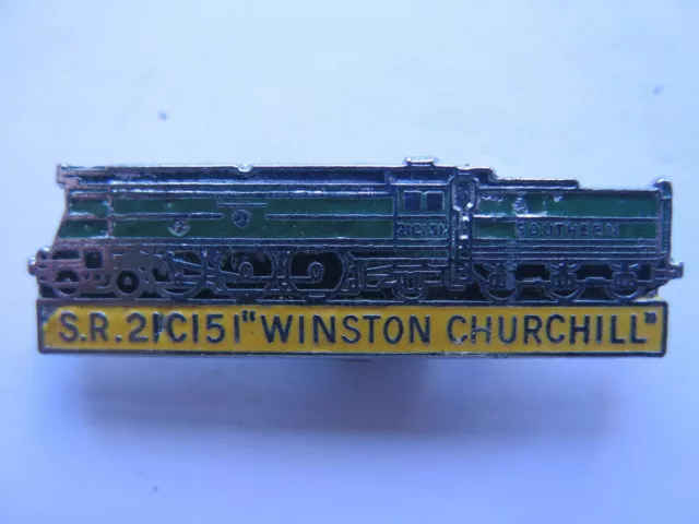 S. R. No 21C151 "WINSTON CHURCHILL" STEAM LOCO ENAMEL BADGE GREAT BRITAIN c1990s