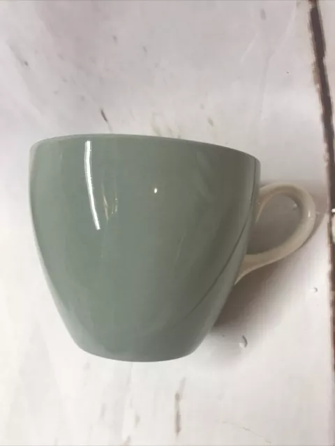 Etruria & Baralston Celadon tea cup green outside ivory handle & inner lot of 2 2