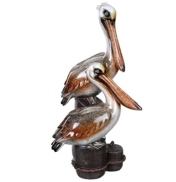 The Bridge Collection Resin Realistic Pelican Decor On Nautical Pilings - Costal
