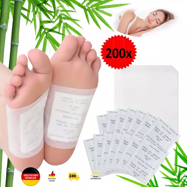 200x Fusspflaster Entgiftung Bambus Foot Pads Vitalpflaster Entschlackung Detox.