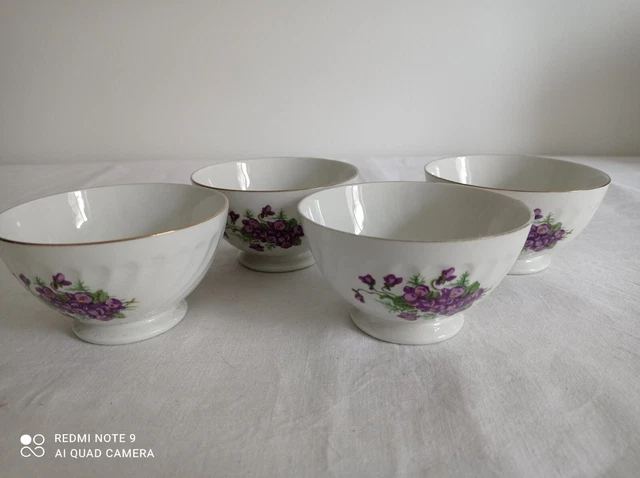 Grande Tasse En Porcelaine F. D. FRANCE Motif Violettes - Avec Soucoupe, Occasion Très Bon état