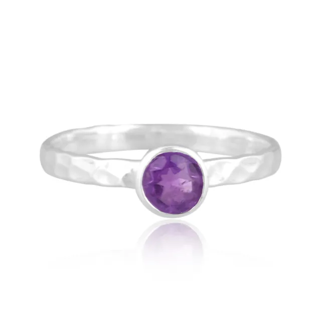 Amethyst Gemstone Band Purple Ring Handmade 925 Sterling Silver Indian Jewelry