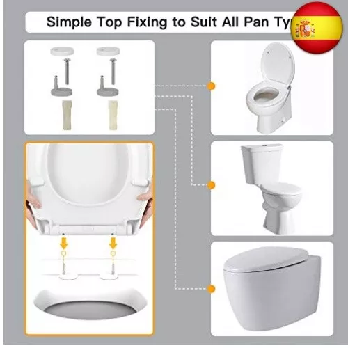 Pipishell Asiento de Tapa wc, Tapas WC de inodoro con cierre suave Tapa WC de 3