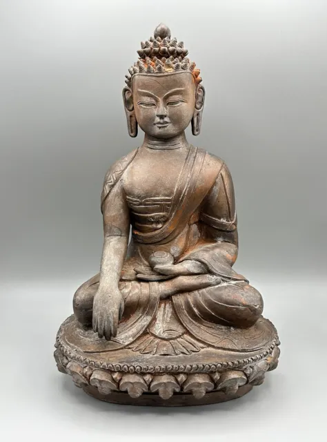 Vintage Ceramic Or Clay Meditating Buddha Sitting Zen Large Sculpture 12in”
