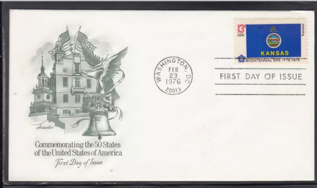 USA State Flags of the United States Kansas FDC, Washington 23.02.76