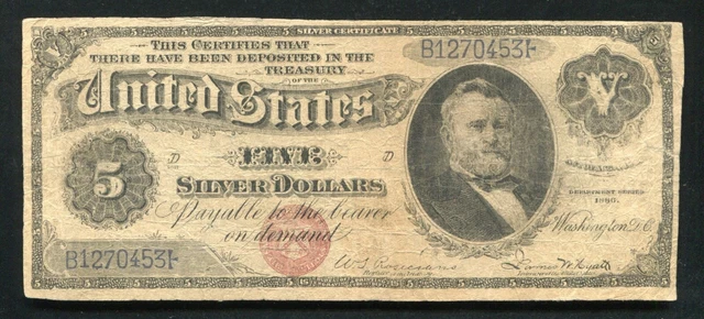 Fr. 260 1886 $5 “Morgan Dollar Back” Silver Certificate “Contemporary Faux”