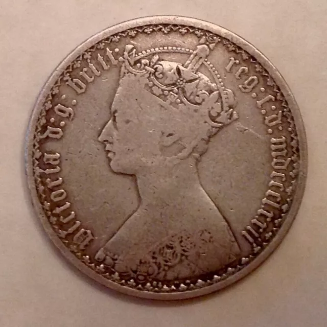 ~ 1872 Great Britain Victoria Gothic Florin