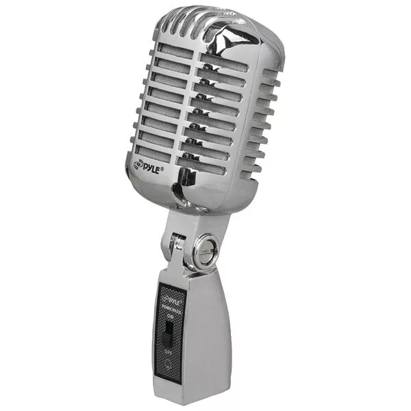 PYLE PDMICR42SL Classic Retro Vintage-Style Dynamic Vocal Microphone (Silver)