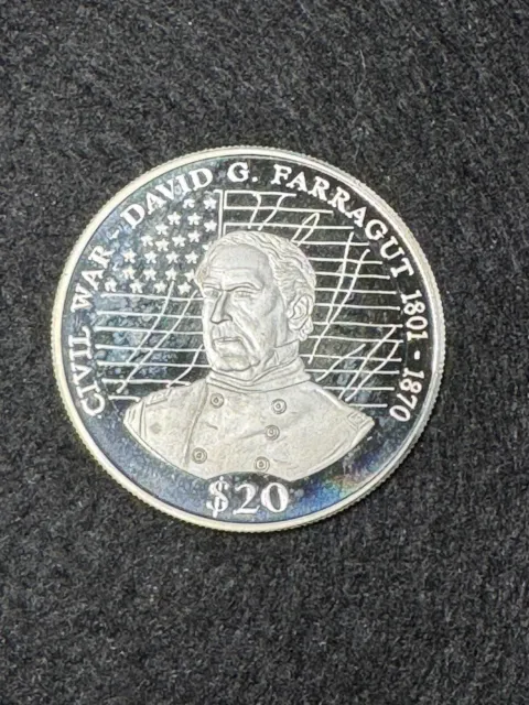 2000 Republic of Liberia .999 20g Silver Civil War $20 Dollar Coin