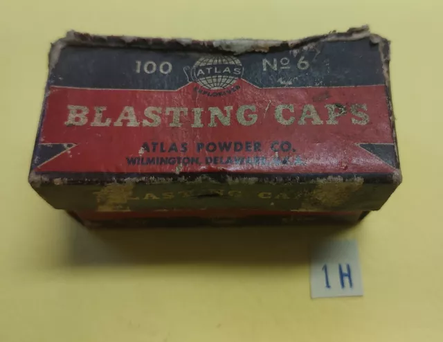 Antique Atlas Explosives No.6 Blasting Caps Empty Cardboard Box