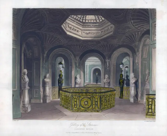 CA1819 LONDON Aquatint GALLERY OF STAIRCASE (Carlton House) by W H Pyne (PL49)
