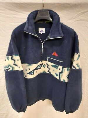 Aesse giacca felpa vintage pile jacket pullover tg XL blu multicolore 90 ski