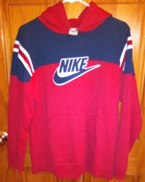 Nike Boys XL Hoodie Red W/ Navy Blue White Stripes. Worn once zero signs of wear