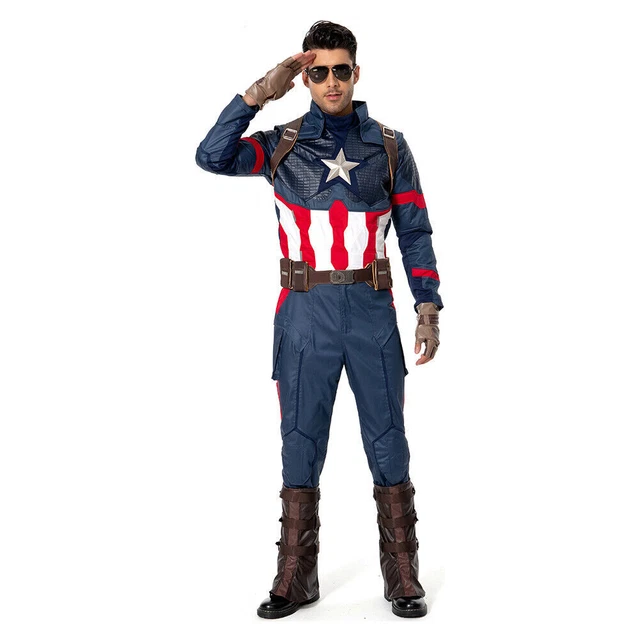 Avengers 4 Endgame Captain America Costume Cosplay Steven Rogers Suit Uniform