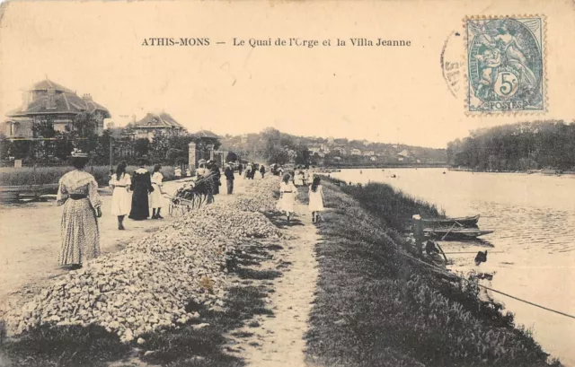 Cpa 91 Athis Mons Le Quai De L'orge Et La Villa Jeanne