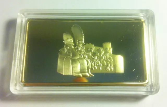 "THE SIMPSONS" Awesome 1 Troy Oz Ingot 999 24k Gold Plated Limited to only 500