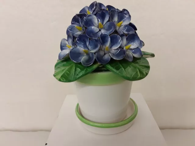 Ceramica Made iin Italy Dipinta a Mano Ortensia Altezza cm 15 Colore Blue