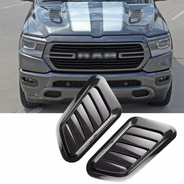 Carbon Fiber Style Sport Front Car Hood Air Flow Vent Decor Trim For Dodge Ram