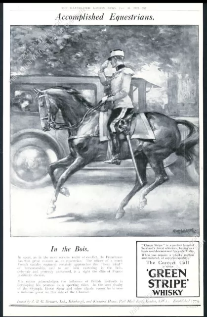 1924 Cavallo Francese Cavalleria Ufficiale Arte Verde Righe Scotch Whisky Big UK