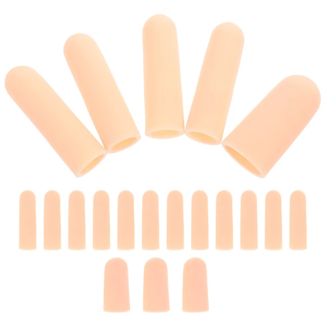 10 Protège-doigts En Silicone - Lot Avec 8 Doigts + 2 Pouces - Couleur Chair - Boîtier De Rangement - Pour écriture, Blessures Ou Peau Sensible