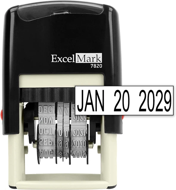 ExcelMark 7820 Self-Inking Rubber Date Stamp â€“ Great for Shipping, Receiving,