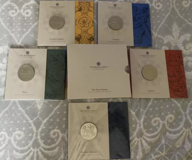 £5 BASE PROOF Coin Set Royal Mint England Wales Ireland Scotland Four Nations..