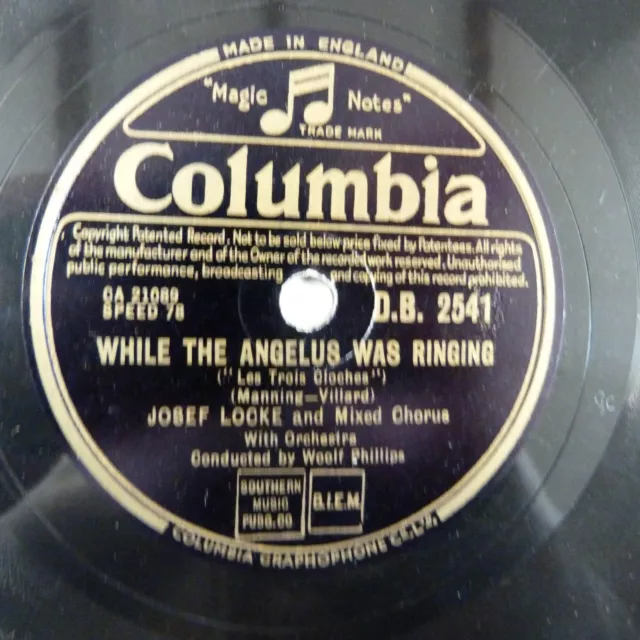 78rpm JOSEF LOCKE while the angelus was ringing / the soldier's dream COLUMBIA