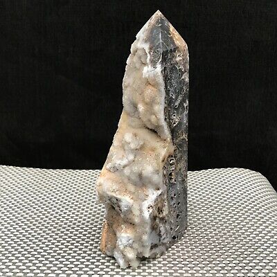 2.65LB Natural sphalerite geode Druzy Quartz Crystal Obelisk Tower Healing F645