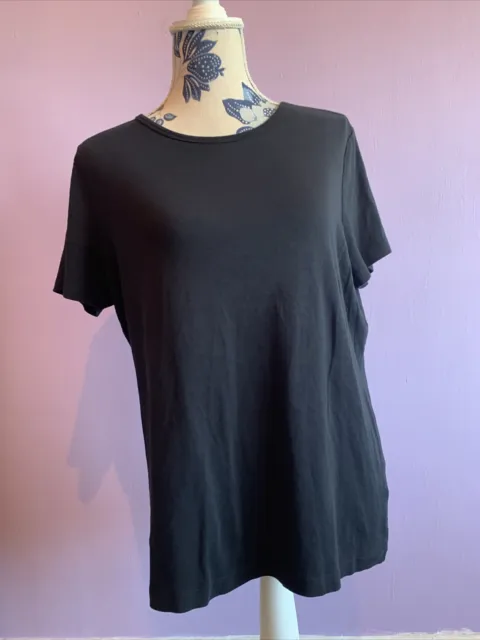 T-shirt da donna nera Lands' End taglia XL manica corta casual base