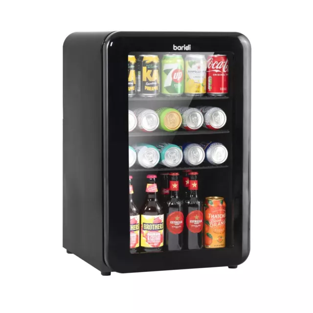 Baridi 70L Under Counter Drinks Beer & Wine Cooler Fridge Retro Black DH222