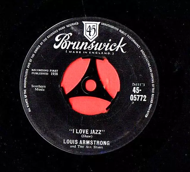 Louis Armstrong And The All Stars ~ I Love Jazz ~ Original  1958 Vinyl 7" Single