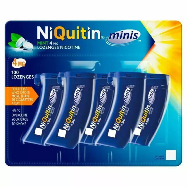 NiQuitin Mini Mint Lozenges – 4 mg - 100 Minis | Stop Smoking Aid | Exp 2024/25