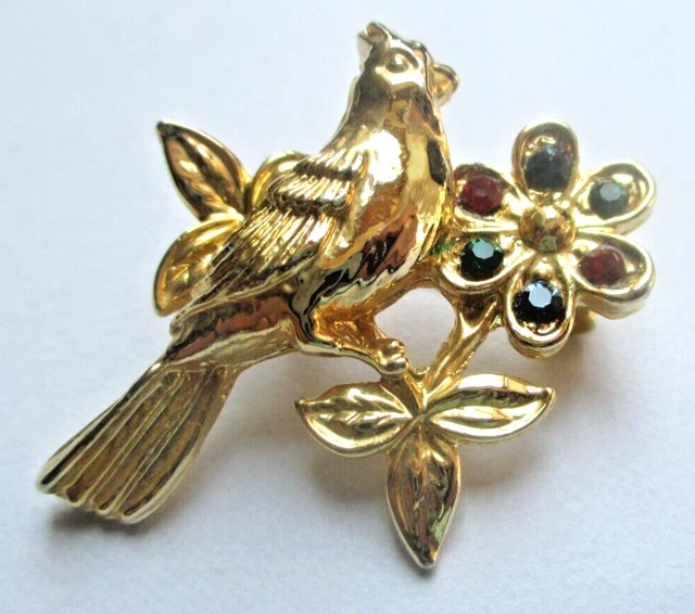 Broche cabochon vintage en plaqué or oeil vert émeraude qui joue au chat - France