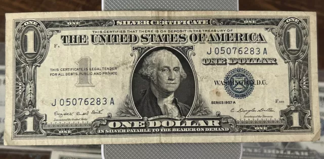 1957 A $1 Silver Certificate, Blue Seal. Extra Fine Condition Minus Small Mark