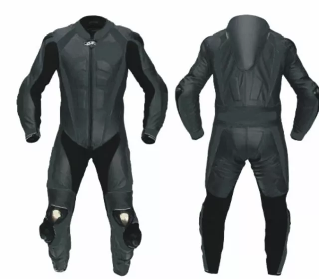 Motorcycle Black Leather Racing Suit Motorbike Riding Suit All Sizes