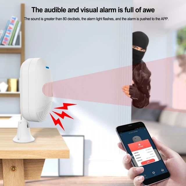 Aplicación Tuya compatible con sensor de movimiento WiFi alarma batería respaldo mascota inmune