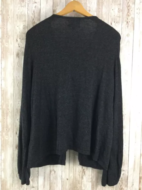 Simply Vera Wang Rayon/Wool Blend Crewneck Gray Frill Front Cardigan Sweater L 3