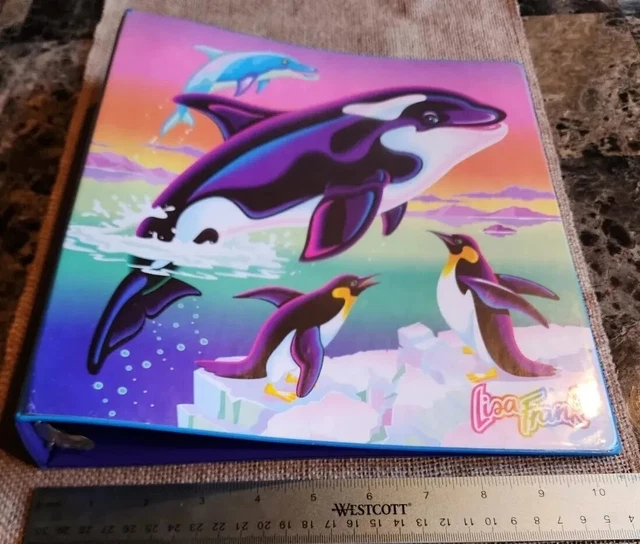 Vintage Lisa Frank Rare 3 Ring Binder Trapper Keeper Whale Penguin Dolphin USA